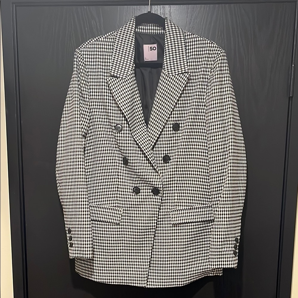 SO Black and White Houndstooth Blazer